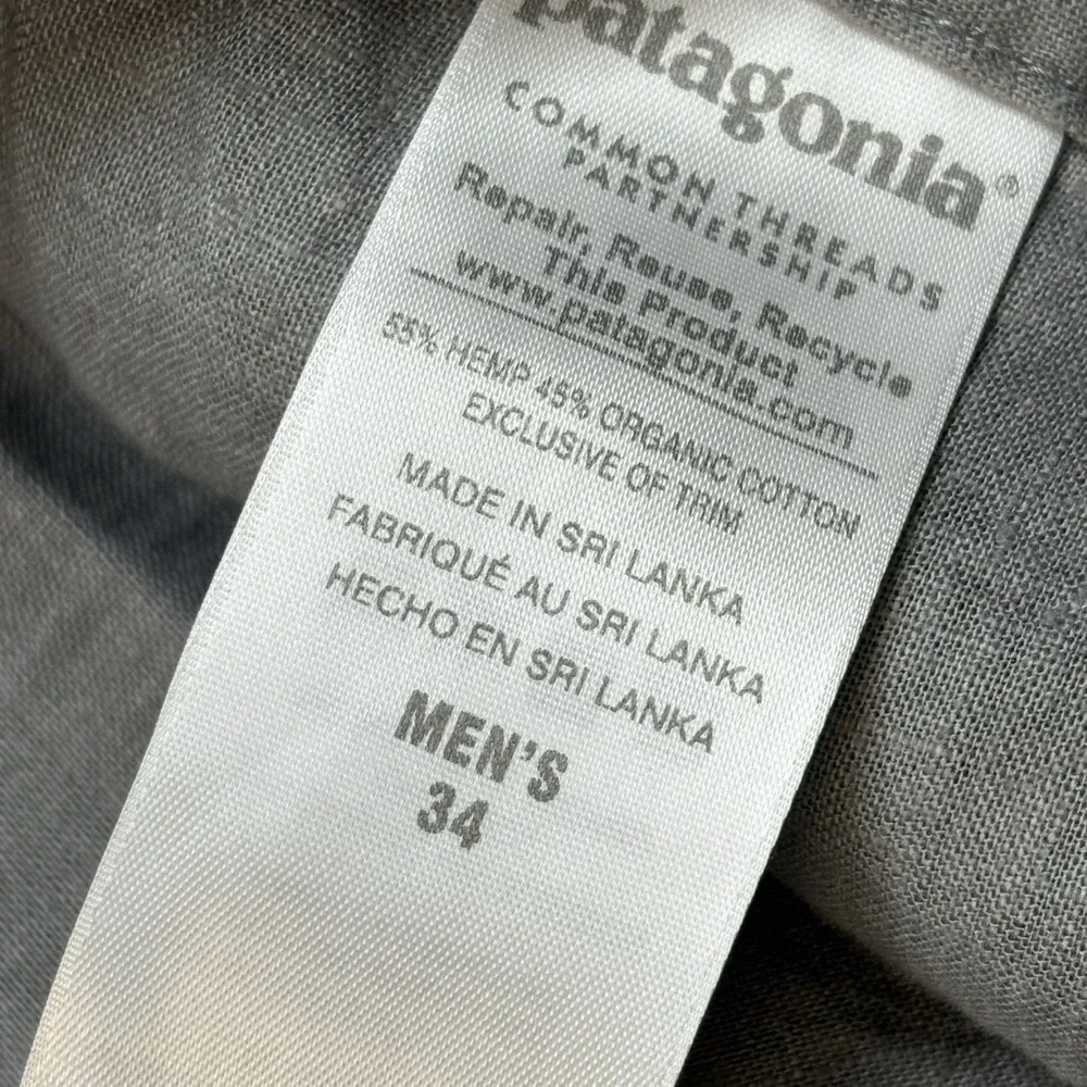 Patagonia Back Step Lightweight Pants Mens 34 Reg Hemp Cotton Regular Fit 33X32